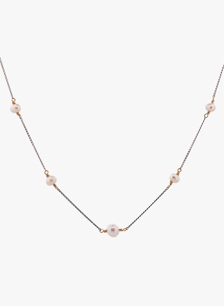 No. 105 | Ancient Pearl Necklace | Sterling Silver & 9kt Gold