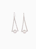 Handcrafted sterling silver chandelier orb drop earrings with sphere forms and fine chain, medieval-inspired statement earrings made in Sydney Australia