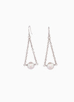 Load image into Gallery viewer, Pair of bold Silver drop earrings with Sterling silver spheres, hook and chain. Medieval inspired jewellery handcrafted in Sydney.
