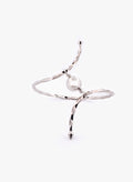 Silver bracelet with a sphere pendant clasp on a white background