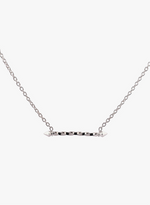 Load image into Gallery viewer, Silver necklace with a horizontal bar pendant on a white background
