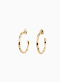Twisted 9kt Gold hoop earrings on a white background