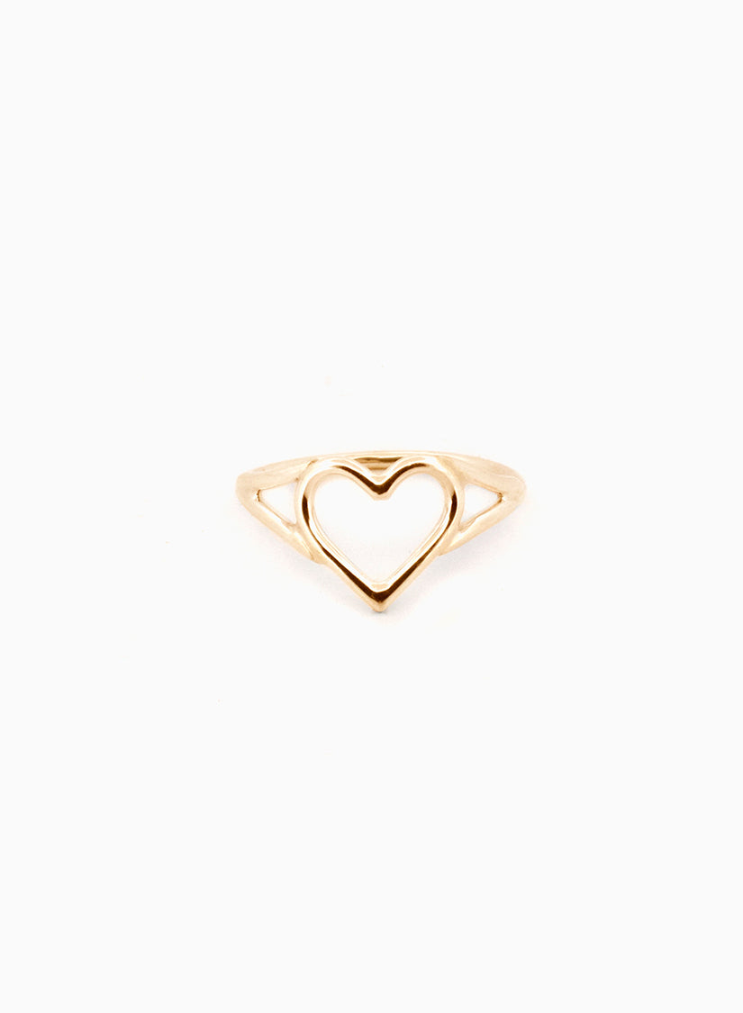 Handcrafted 9kt gold minimal heart ring with split shoulders, fine gold ring made in Sydney Australia