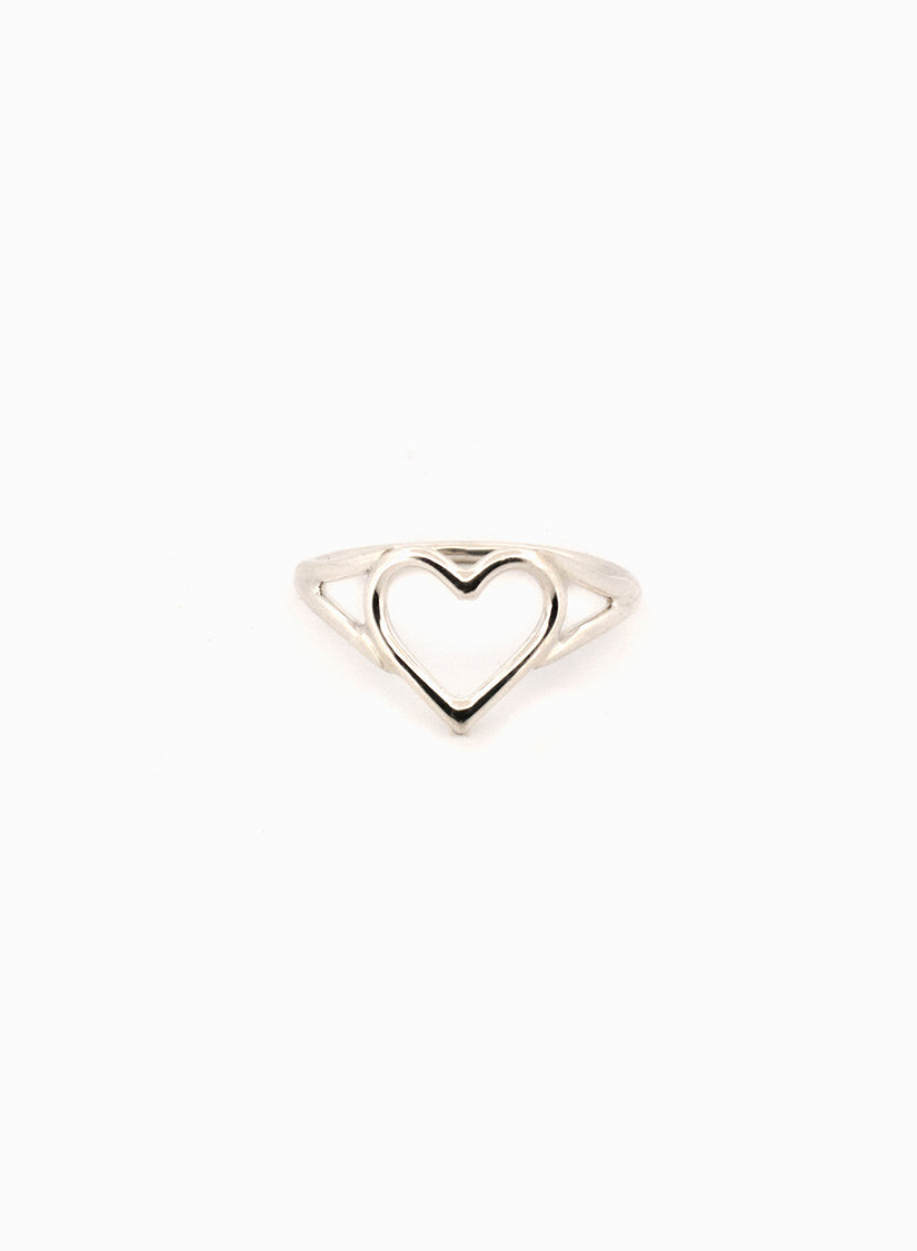 Handcrafted sterling silver minimal heart ring with split shoulders, fine silver ring made in Sydney Australia
