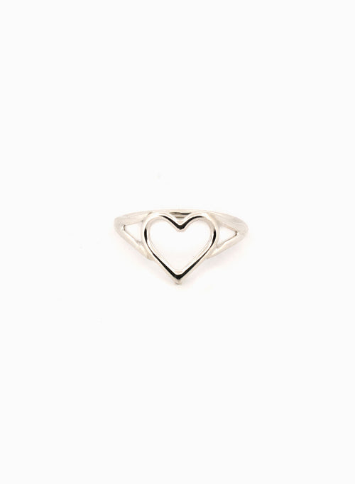 Handcrafted sterling silver minimal heart ring with split shoulders, fine silver ring made in Sydney Australia