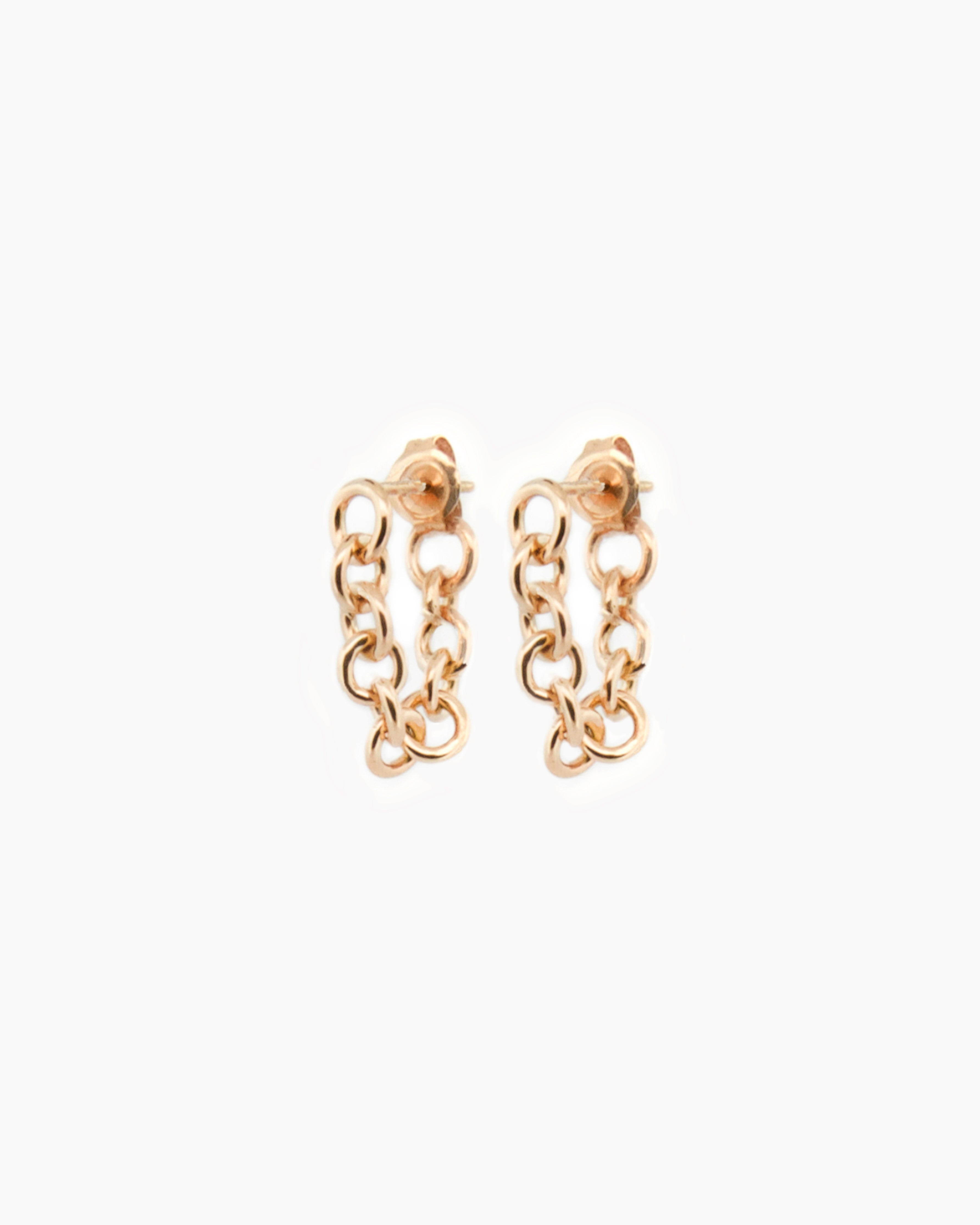 Handmade 9kt yellow gold chain hoop earrings with individually soldered links, bold statement gold hoops made in Sydney Australia