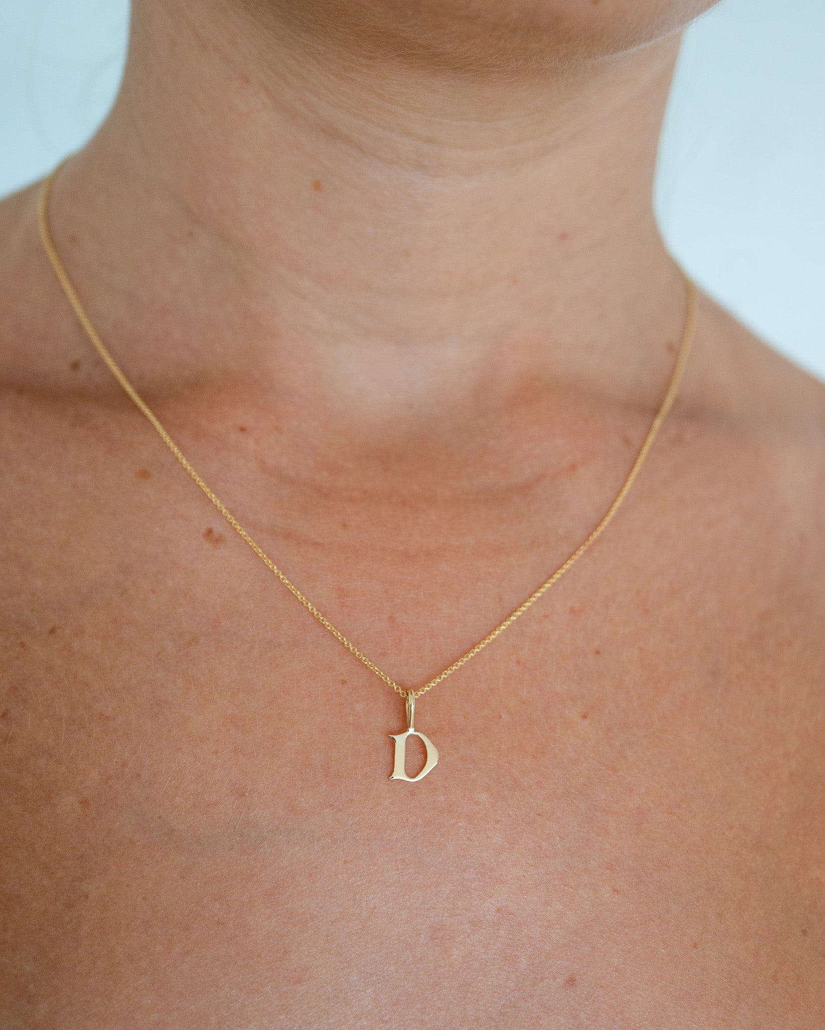 Gothic Letter Necklace | 9kt Gold