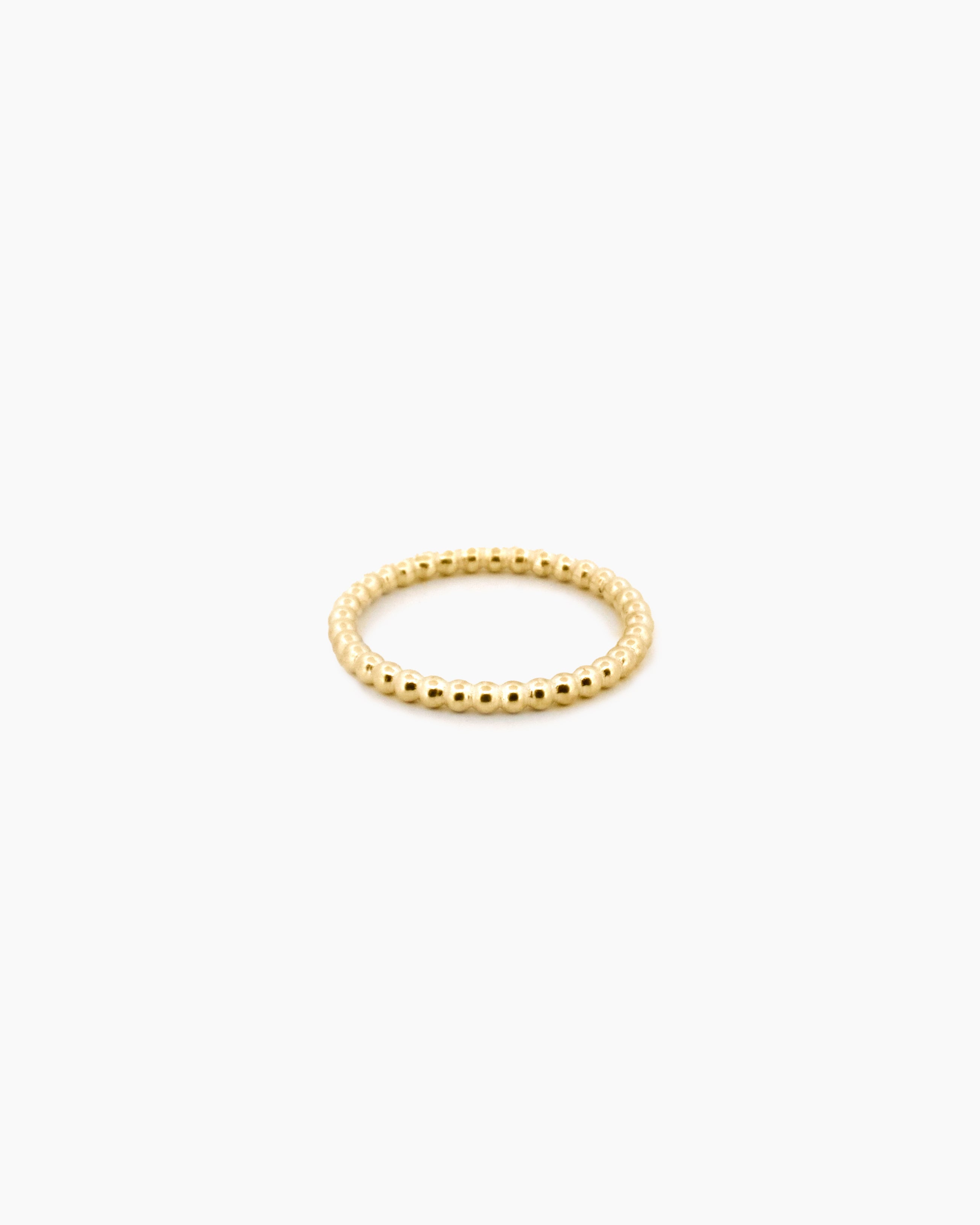 Handcrafted 9kt gold dewdrop ring with hand-formed sphere accents, fine gold ring made in Sydney Australia