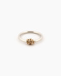 Handcrafted sterling silver wrap ring with 9kt gold wire detail, two-tone fine ring made in Sydney Australia