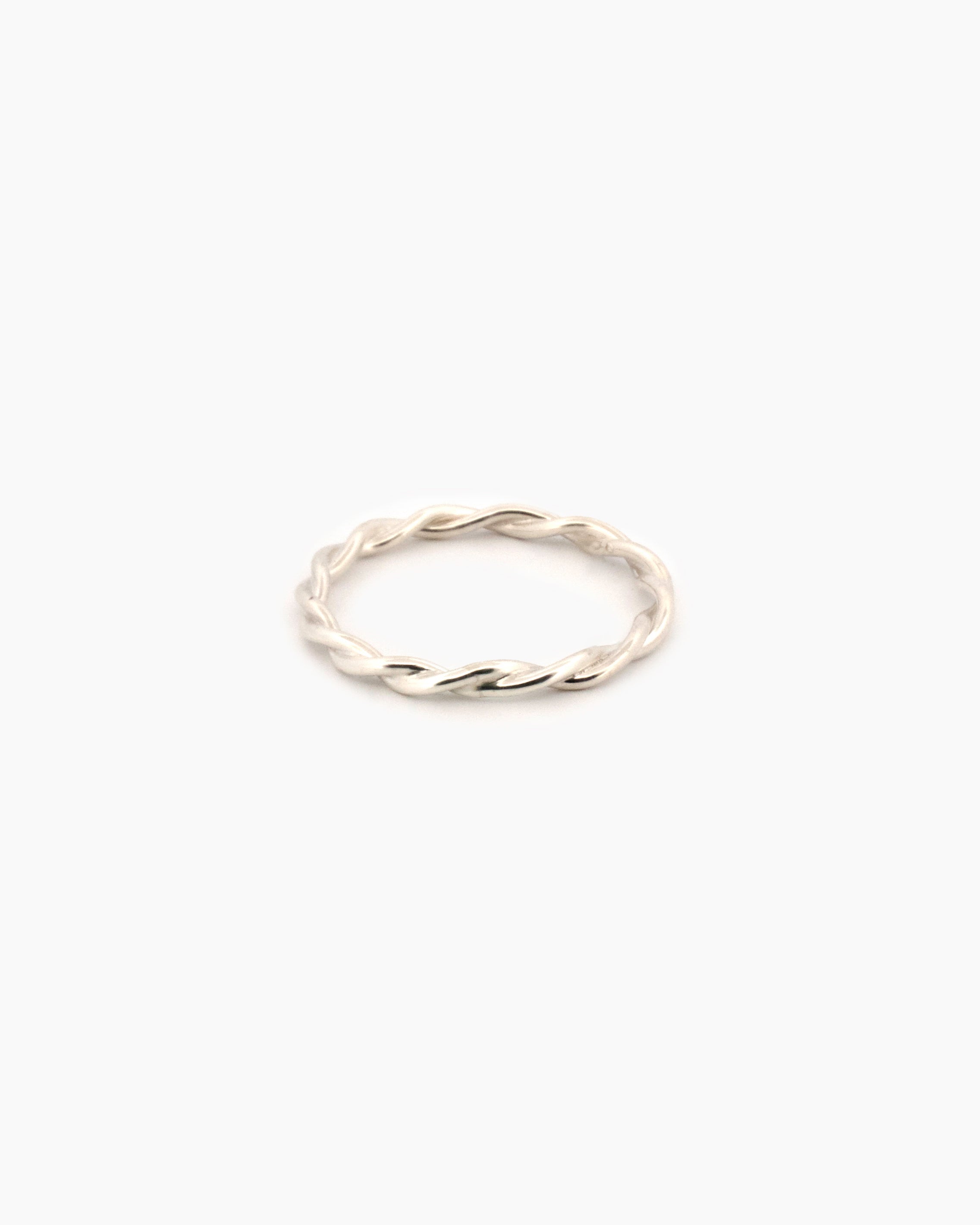 Handcrafted sterling silver rope ring with hand-twisted wire coil detail, fine silver ring made in Sydney Australia