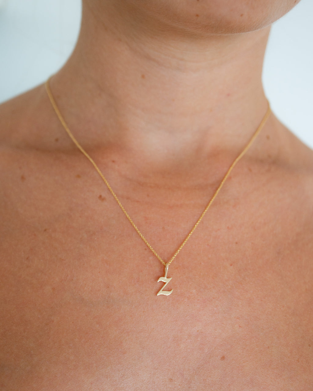Gothic Letter Necklace | 9kt Gold